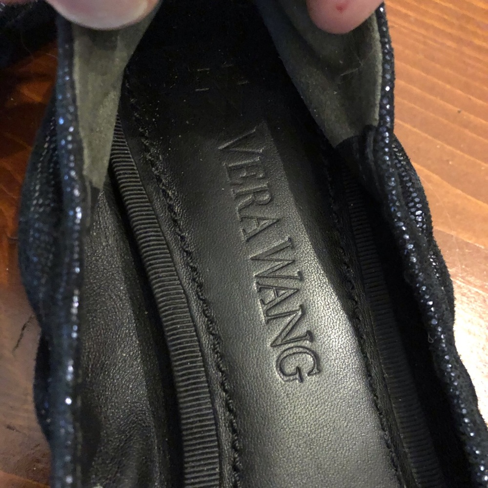 Great Vera Wang Metallic Black Ballet Flats 8.5 - Picture 3 of 6